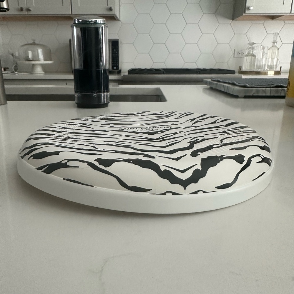 Saint Laurent Zebra Frisbee in Black and White - Picture 2 of 4